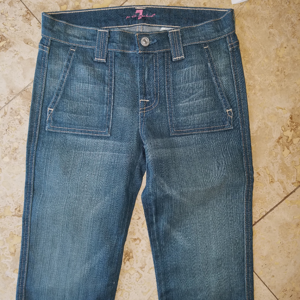 7 For Al Mankind Crop Denim Blue Jean Size 12 Girl